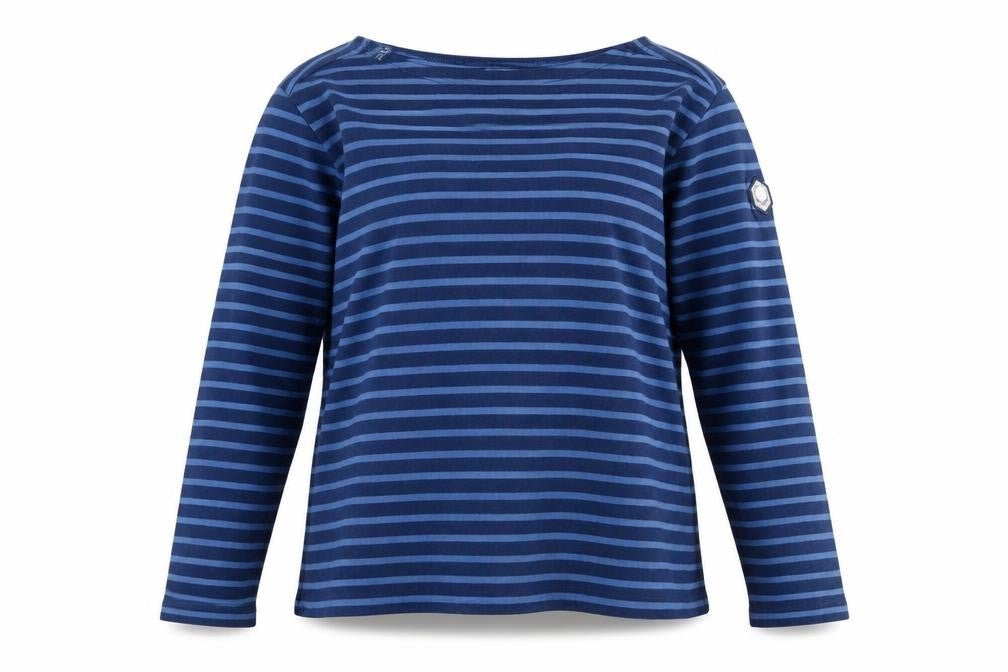 Front view of Voile Bleue Women's Blue Striped Pullover XL