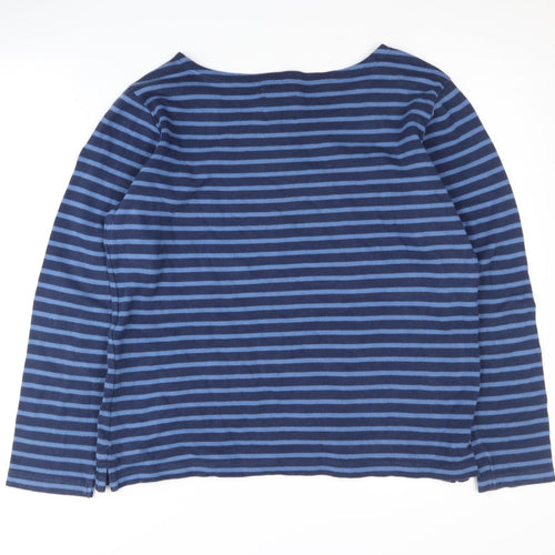 Voile Bleue Women's Blue Striped Pullover XL