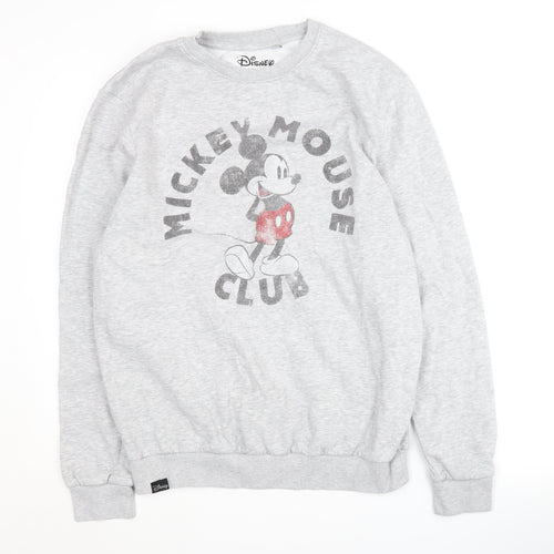Disney Unisex Grey Sweatshirt M Mickey Mouse Logo Pullover