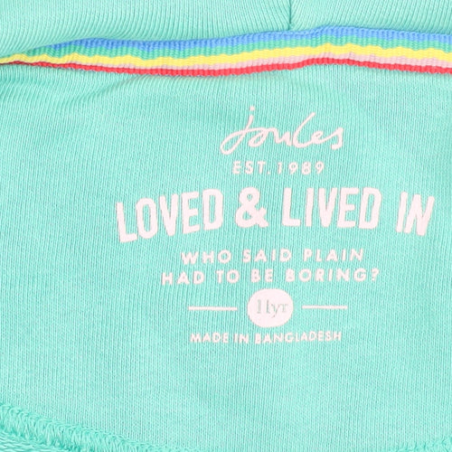 Joules Girls Green Full Zip Cotton Hoodie, Size 1 Year