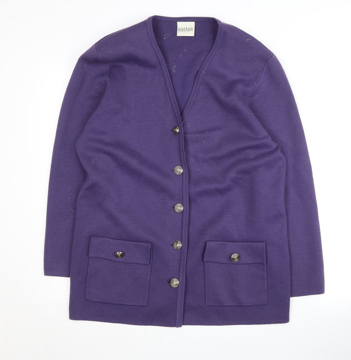 Eastex Women's Purple Medium Cardigan - V-Neck, Button