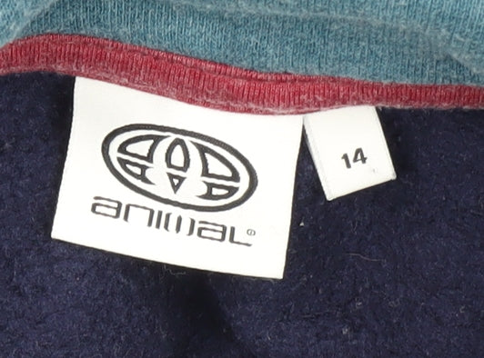 Animal Women's Blue Pullover Hoodie, Size 14
