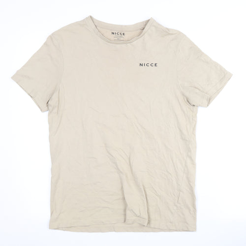 Nicce Men’s Beige Crew Neck T-Shirt, Size S, Casual Style