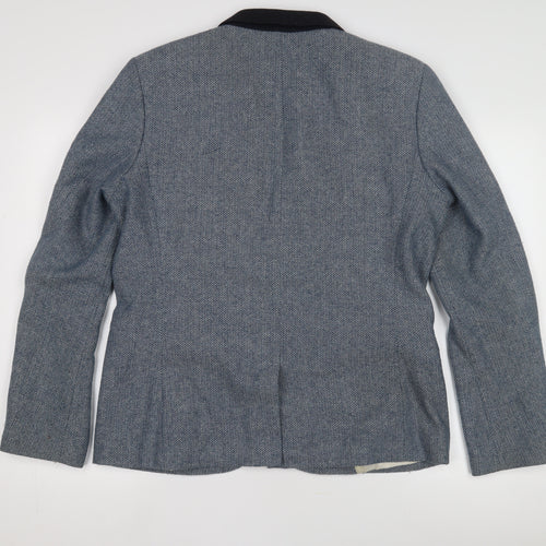 Topman Blue Wool Tweed Blazer Size 42 Men's
