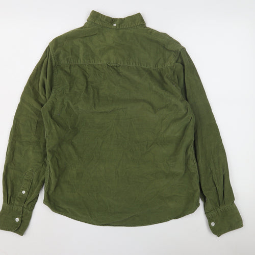 SUIT Men's Green Corduroy Button-Up Shirt Size S
