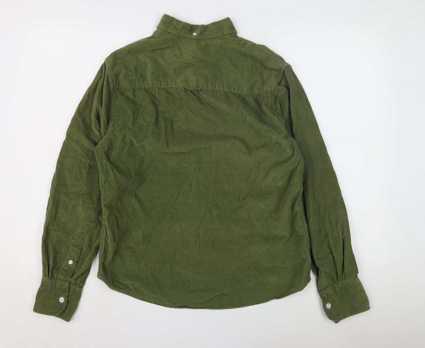 SUIT Men's Green Corduroy Button-Up Shirt Size S