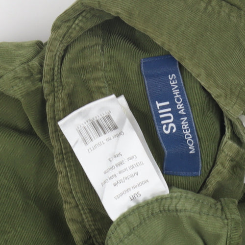 SUIT Men's Green Corduroy Button-Up Shirt Size S