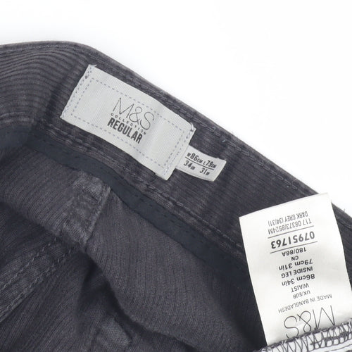 M&S Men's Grey Corduroy Trousers 34R