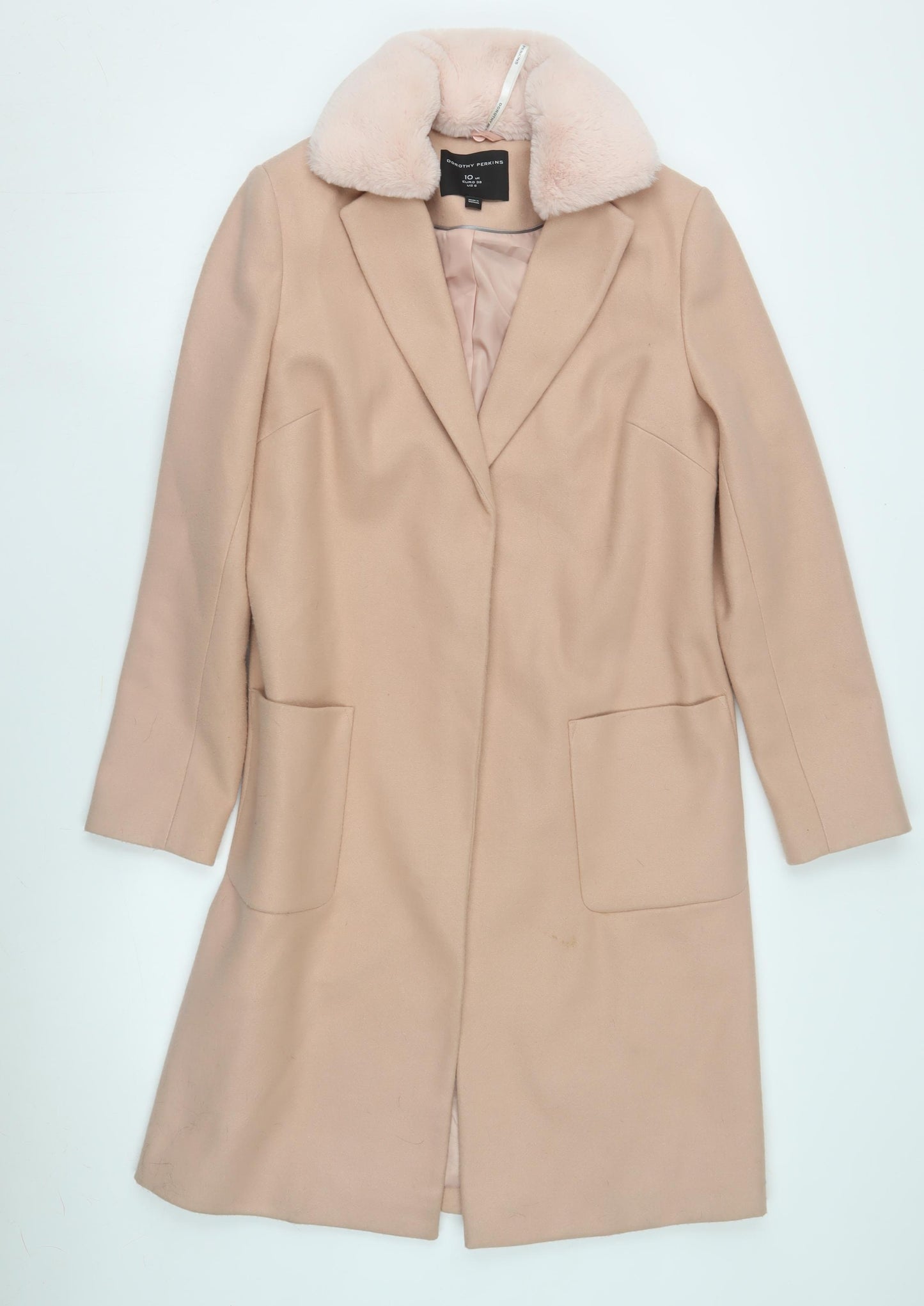 Dorothy Perkins Women's Beige Overcoat Size 10