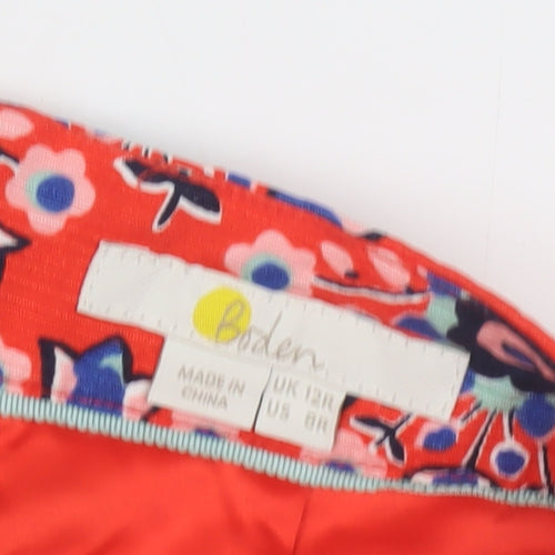 Boden Women's Red Floral Pencil Skirt, Size 12