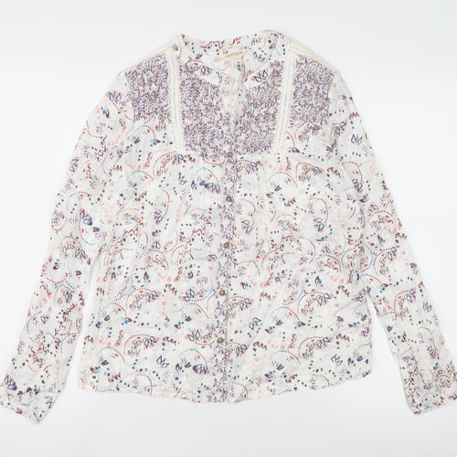Marks and Spencer Women's Ivory Floral Blouse Size 10