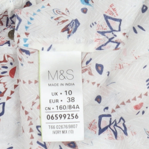 Marks and Spencer Women's Ivory Floral Blouse Size 10