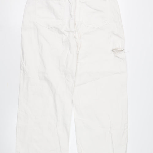 TrendYol Women's White Distressed Jeans
