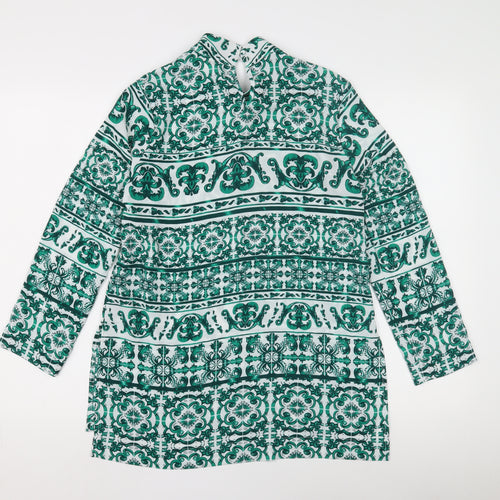 H&M Women's Green Geometric Long Sleeve Top