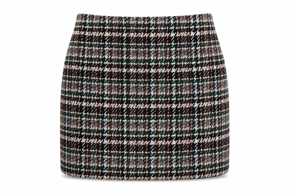 Front view of H&M Women's Multicoloured 6 Houndstooth Pencil Skirt