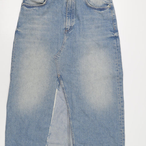 ZARA Women's Blue Denim Midi Skirt Size 12