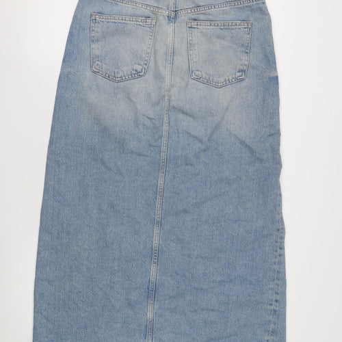 ZARA Women's Blue Denim Midi Skirt Size 12