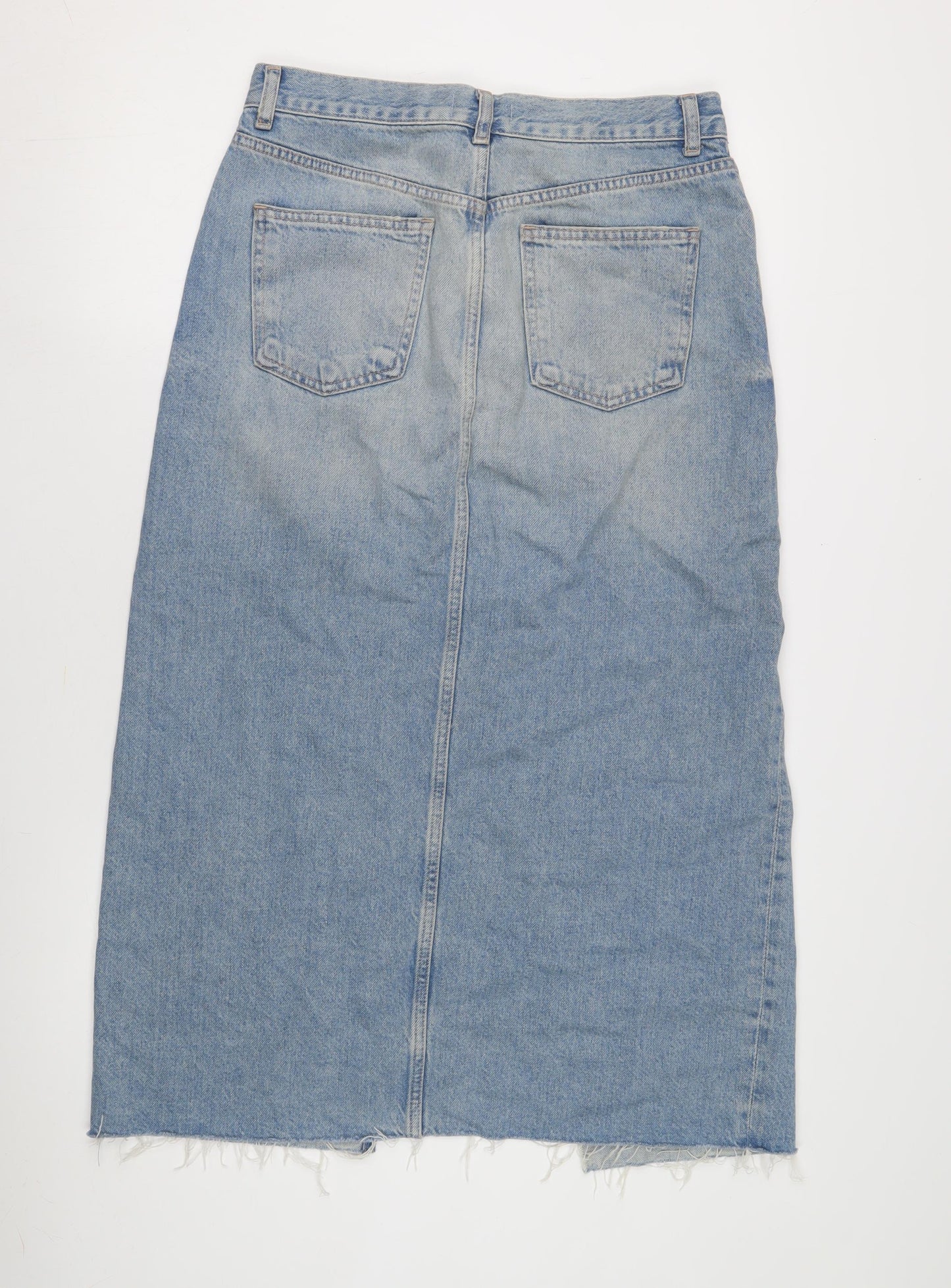 ZARA Women's Blue Denim Midi Skirt Size 12