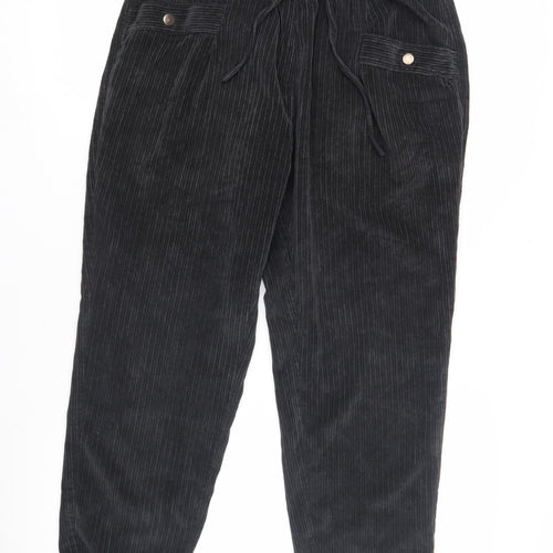 Next Women's Black Corduroy Joggers Trousers Size 12
