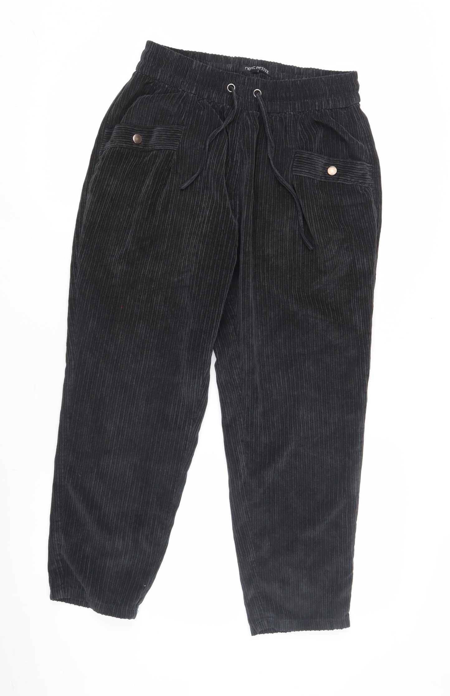Next Women's Black Corduroy Joggers Trousers Size 12
