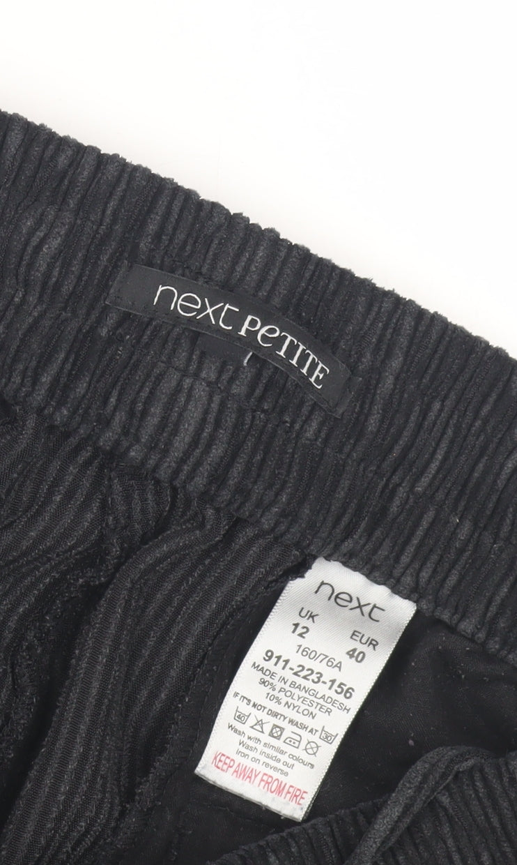 Next Women's Black Corduroy Joggers Trousers Size 12