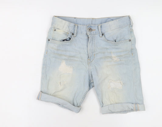 Boys Blue Denim Bermuda Shorts, Slim Fit, Size 12
