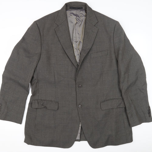 Marks and Spencer Men's Grey Wool Blazer, Size 44R Classic Check