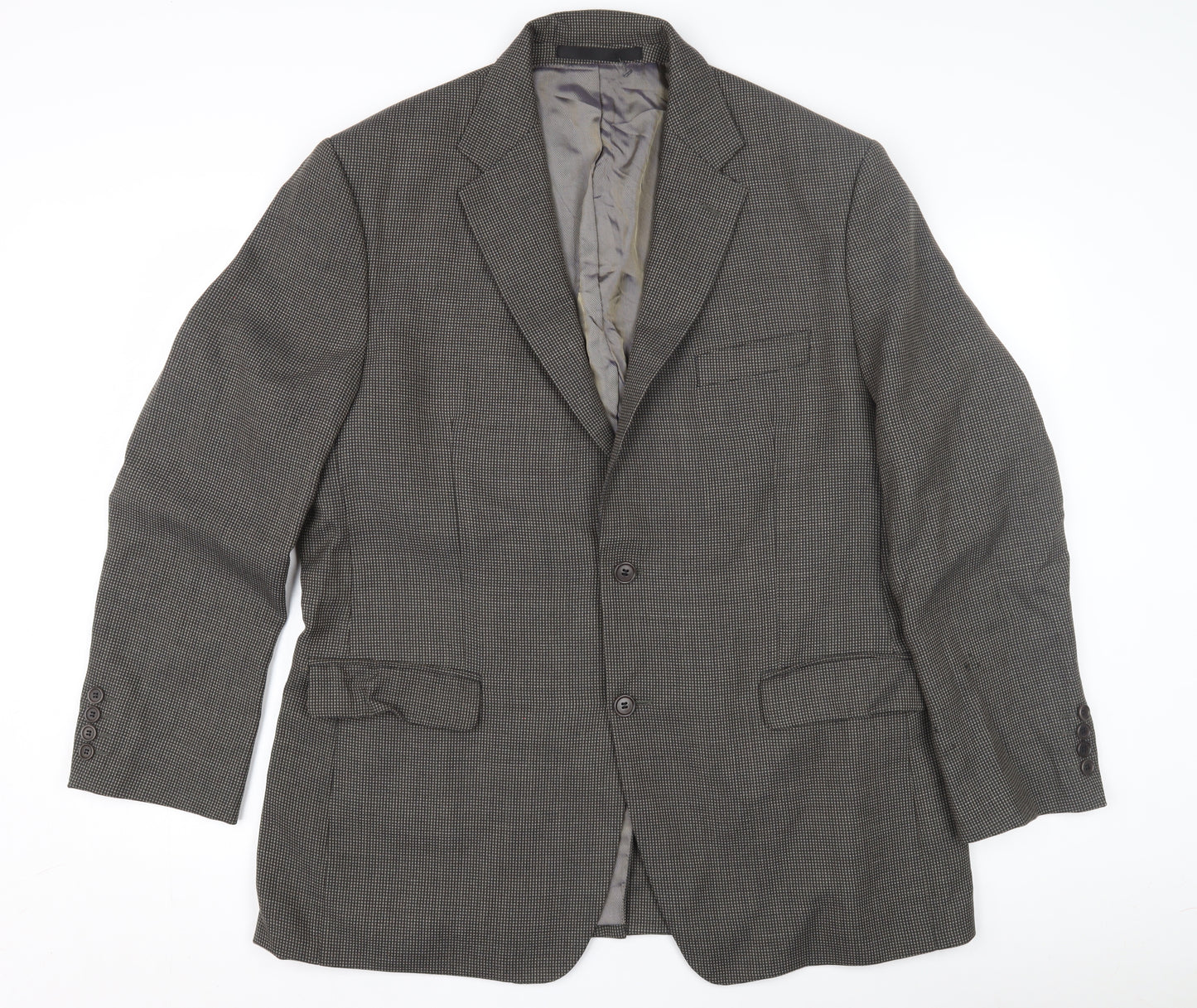 Marks and Spencer Men's Grey Wool Blazer, Size 44R Classic Check