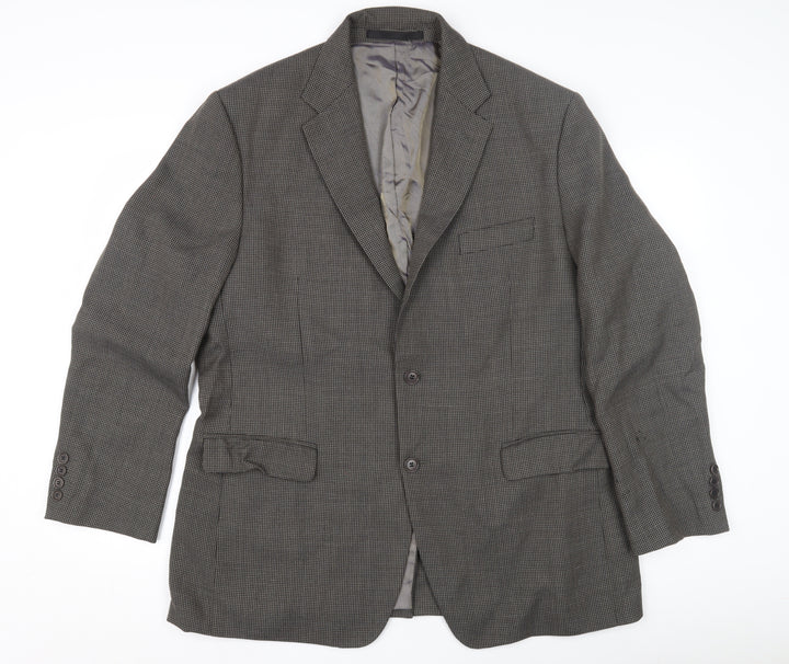 Marks and Spencer Men's Grey Wool Blazer, Size 44R Classic Check