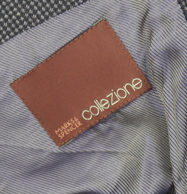 Marks and Spencer Men's Grey Wool Blazer, Size 44R Classic Check