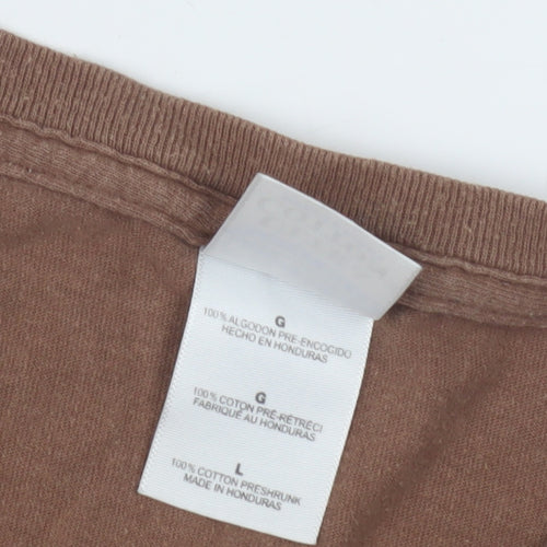 Gildan Men's Brown Graphic Print T-Shirt, L