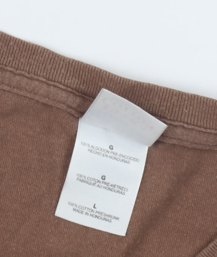Gildan Men's Brown Graphic Print T-Shirt, L