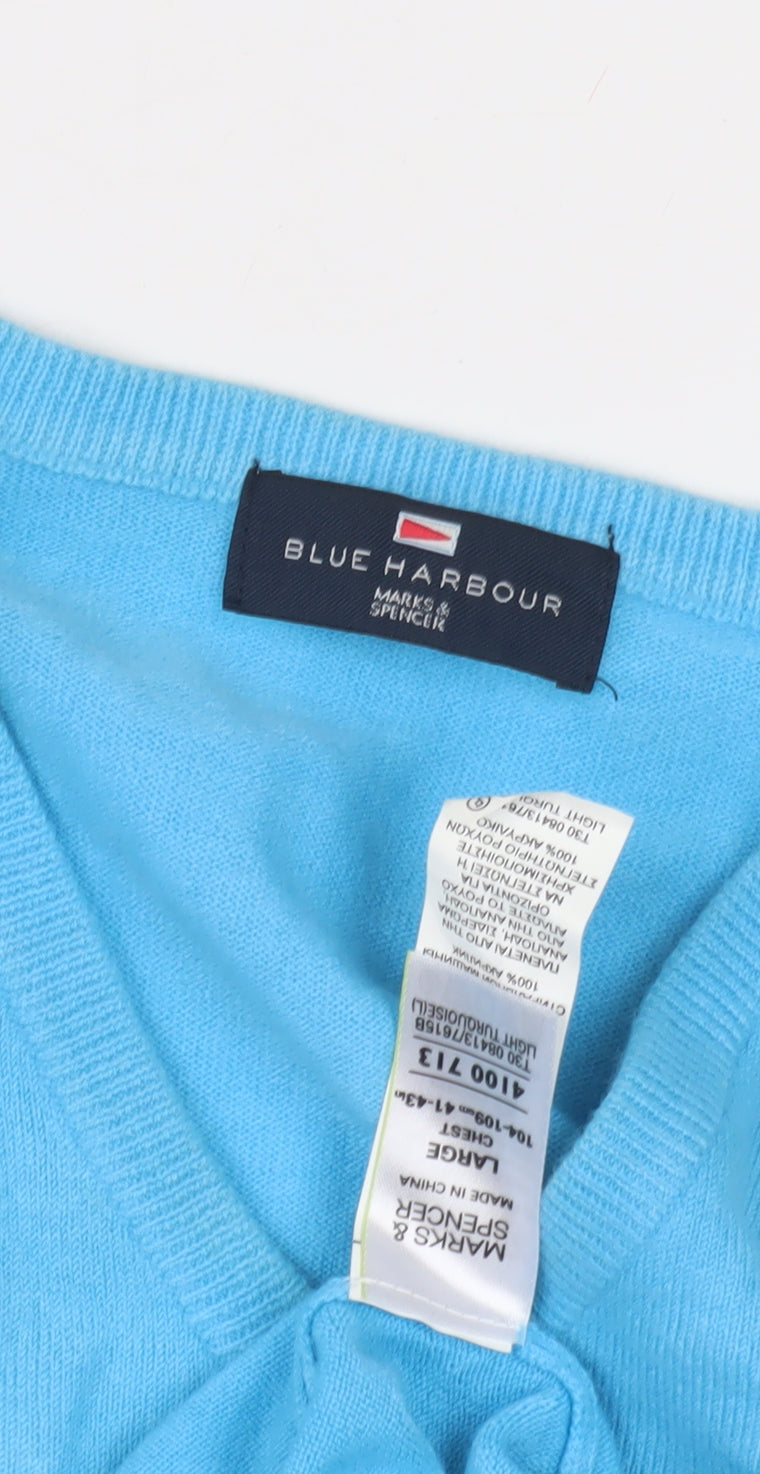 Marks and Spencer Men's Blue Pullover Jumper L