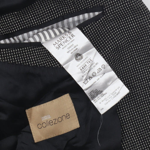 Marks & Spencer Men's Black Check Blazer 42 M