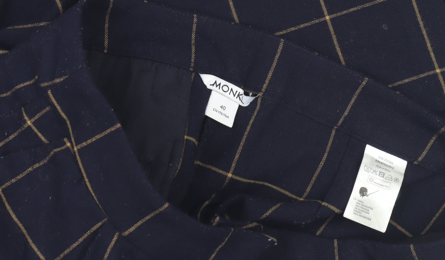 Monki Women’s Blue Check Trousers Size 12