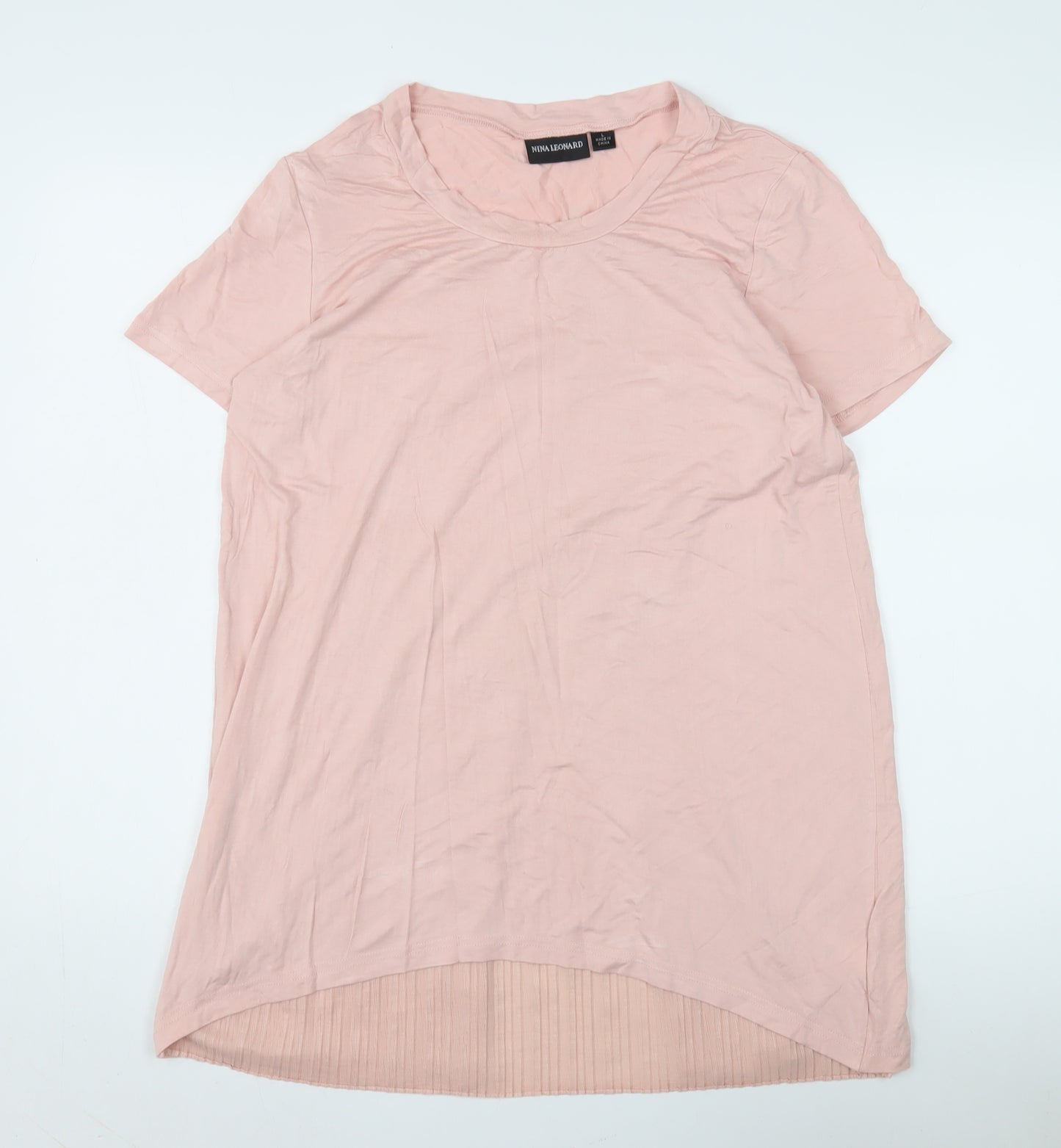 Nina Leonard Women's Pink Cotton T-Shirt, Size L, Casual