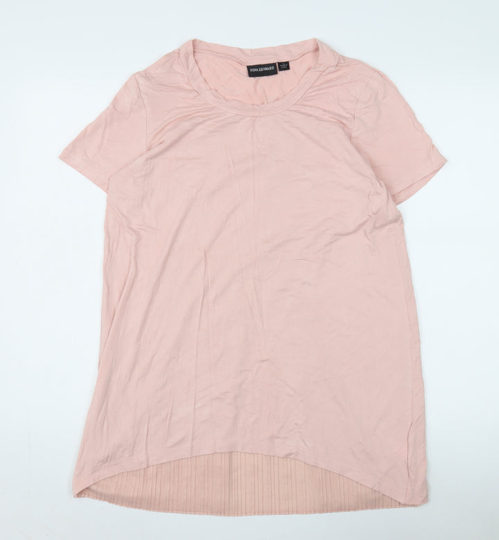 Nina Leonard Women's Pink Cotton T-Shirt, Size L, Casual