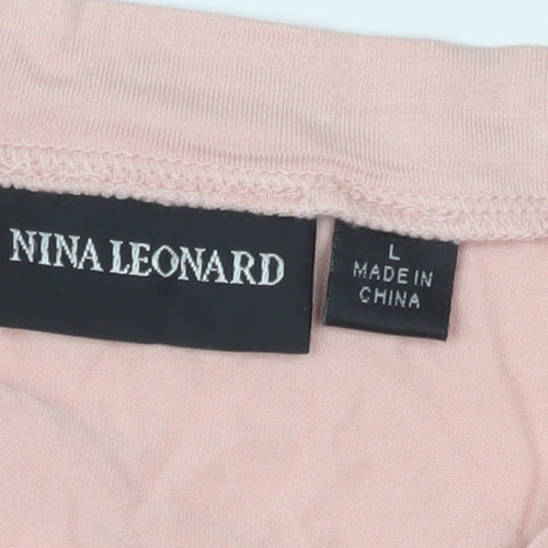 Nina Leonard Women's Pink Cotton T-Shirt, Size L, Casual