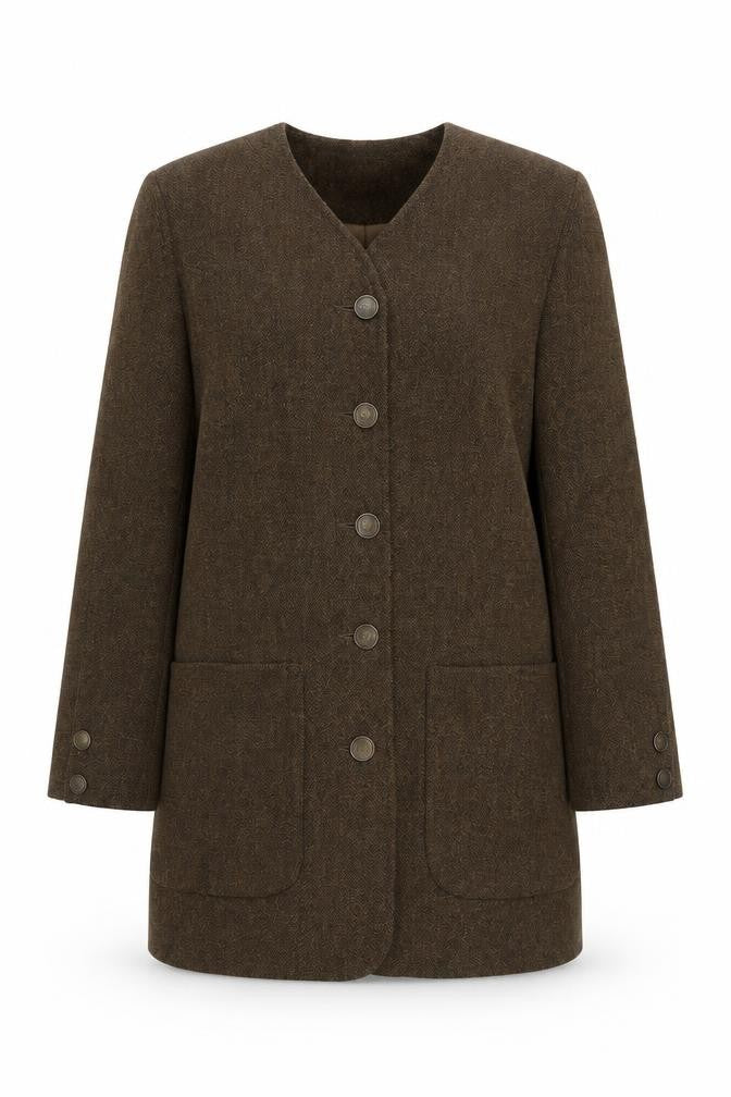 Front view of Gold by Michael H Women's Brown Wool Coat, size 12