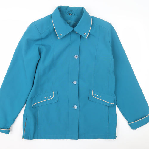Finesse Women's Blue Basic Jacket, Size 10, Button