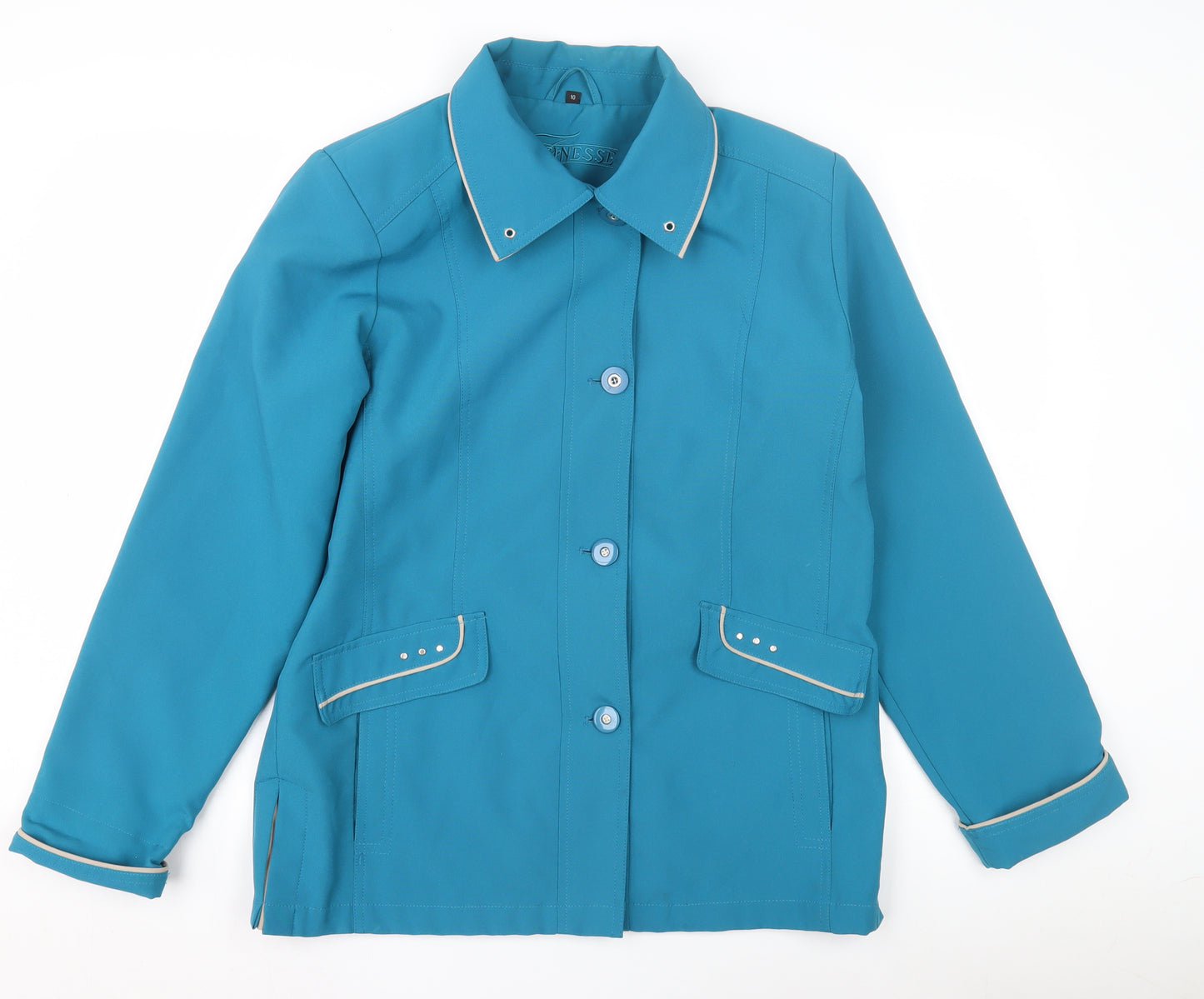 Finesse Women's Blue Basic Jacket, Size 10, Button