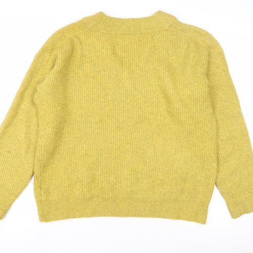 French Connection Women's Yellow V-Neck Pullover Jumper M
