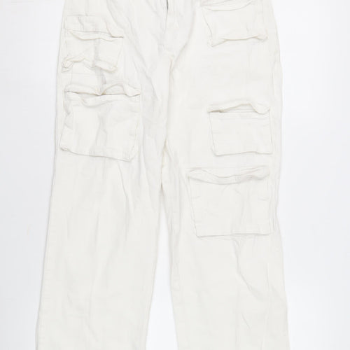 Collusion Women's Ivory Cargo Trousers Size 8