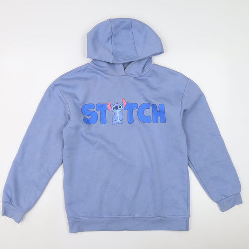 Disney Girls Blue Stitch Hoodie, Age 12-13, Pullover Style