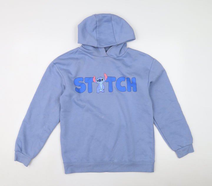 Disney Girls Blue Stitch Hoodie, Age 12-13, Pullover Style