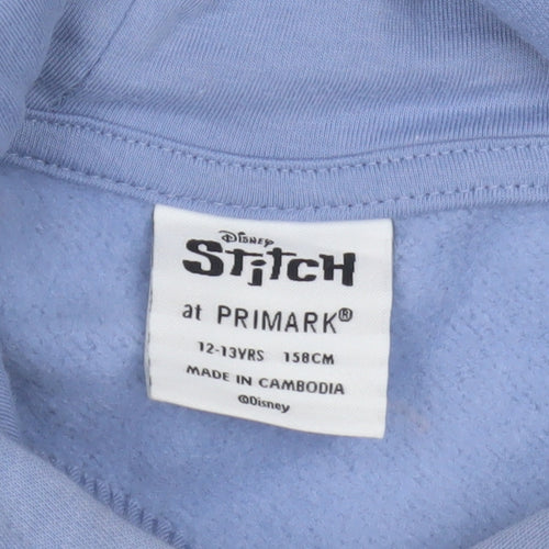 Disney Girls Blue Stitch Hoodie, Age 12-13, Pullover Style