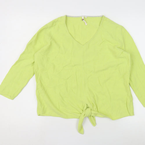 White Stuff Women's Green Cotton V-Neck Jumper Size 10