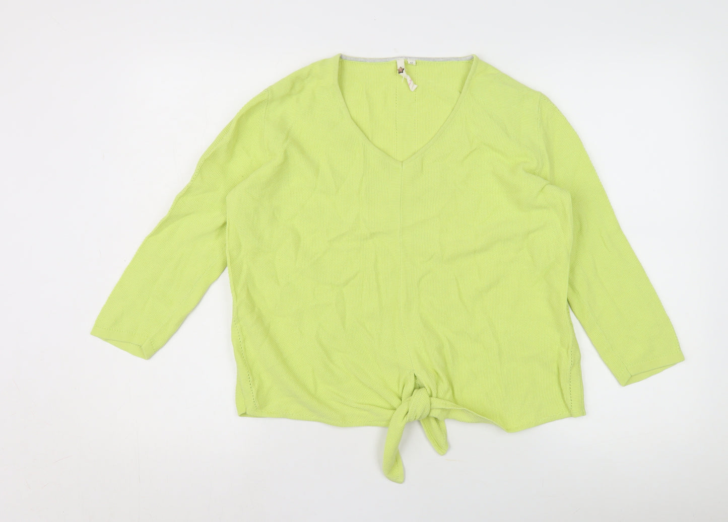 White Stuff Women's Green Cotton V-Neck Jumper Size 10