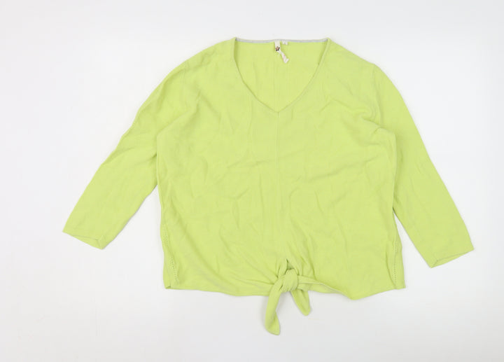 White Stuff Women's Green Cotton V-Neck Jumper Size 10