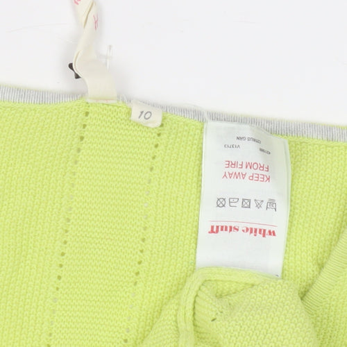 White Stuff Women's Green Cotton V-Neck Jumper Size 10